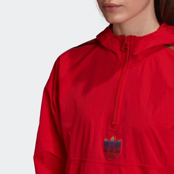 ADIDAS CROPPED HALF ZIP RED JACKET GJ7717 - Picture 5 of 5